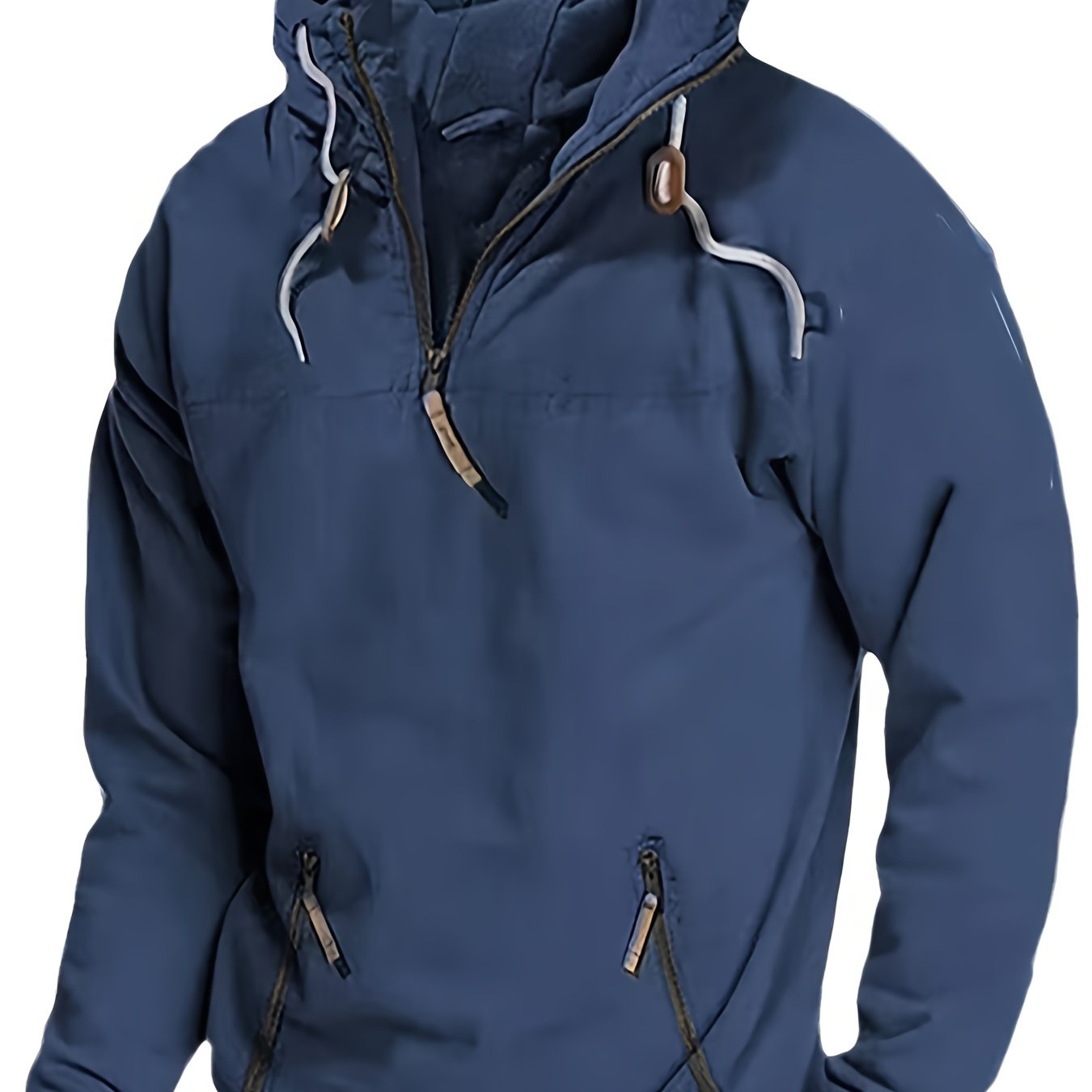 Mens Casual Long Sleeve Solid Colour 1/4 Zip Hooded Sweatshirt