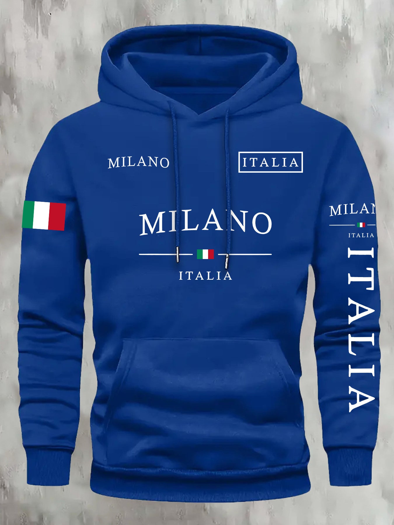 Mens Casual Retro Hooded Letter Print Sweatshirt