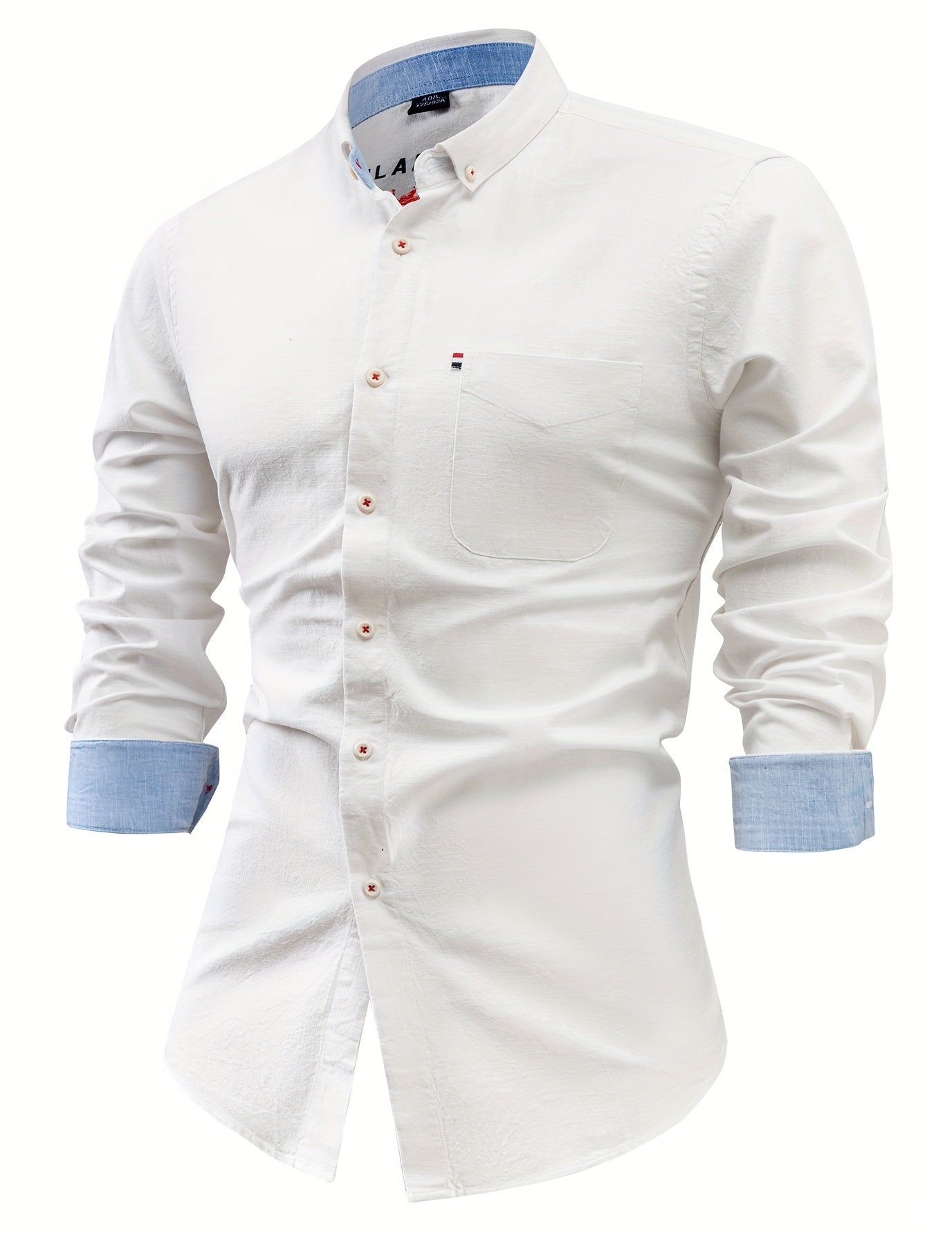 Mens Casual Button-Front Long Sleeve Classic Shirt