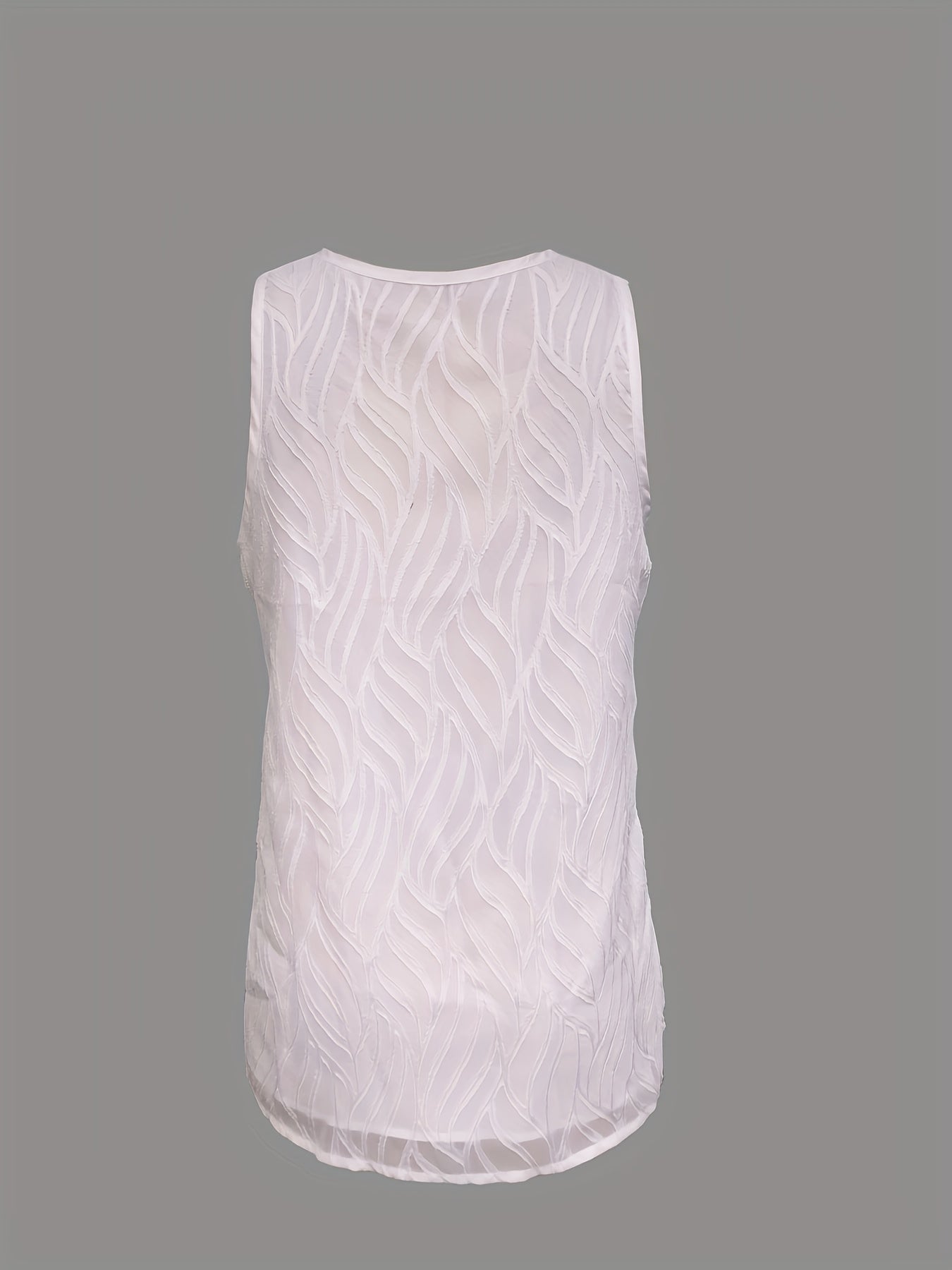 Womens Solid Colour Sleeveless V-Neck Lace Patchwork Textured Top