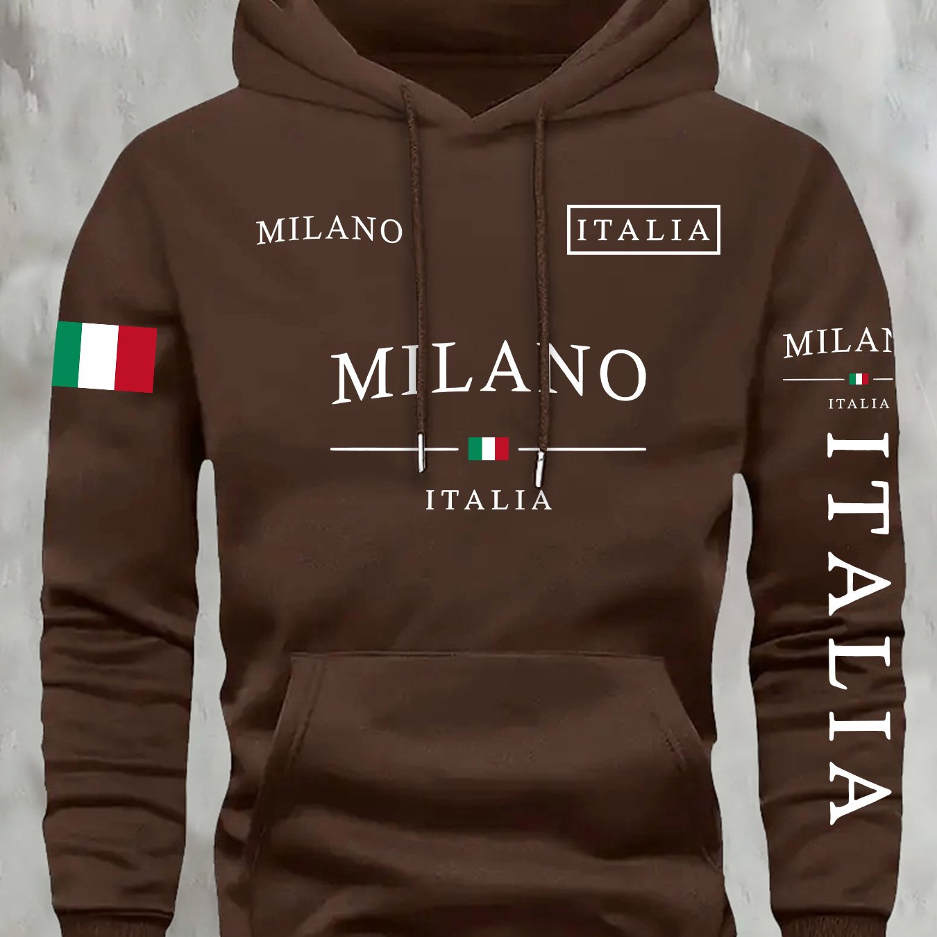 Mens Casual Retro Hooded Letter Print Sweatshirt