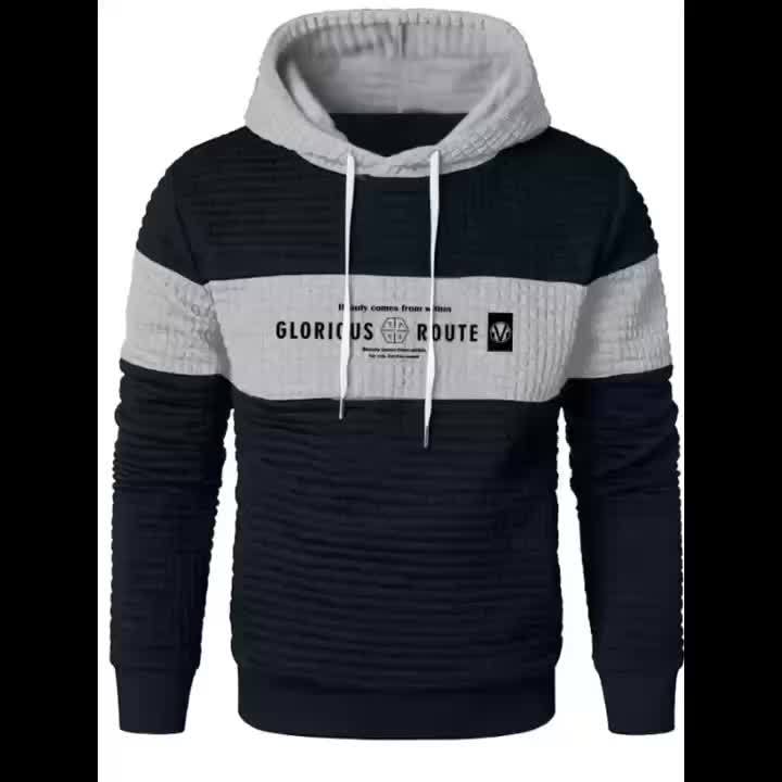 Mens Athletic Casual Long Sleeve Letter Print Hooded Sweatshirt