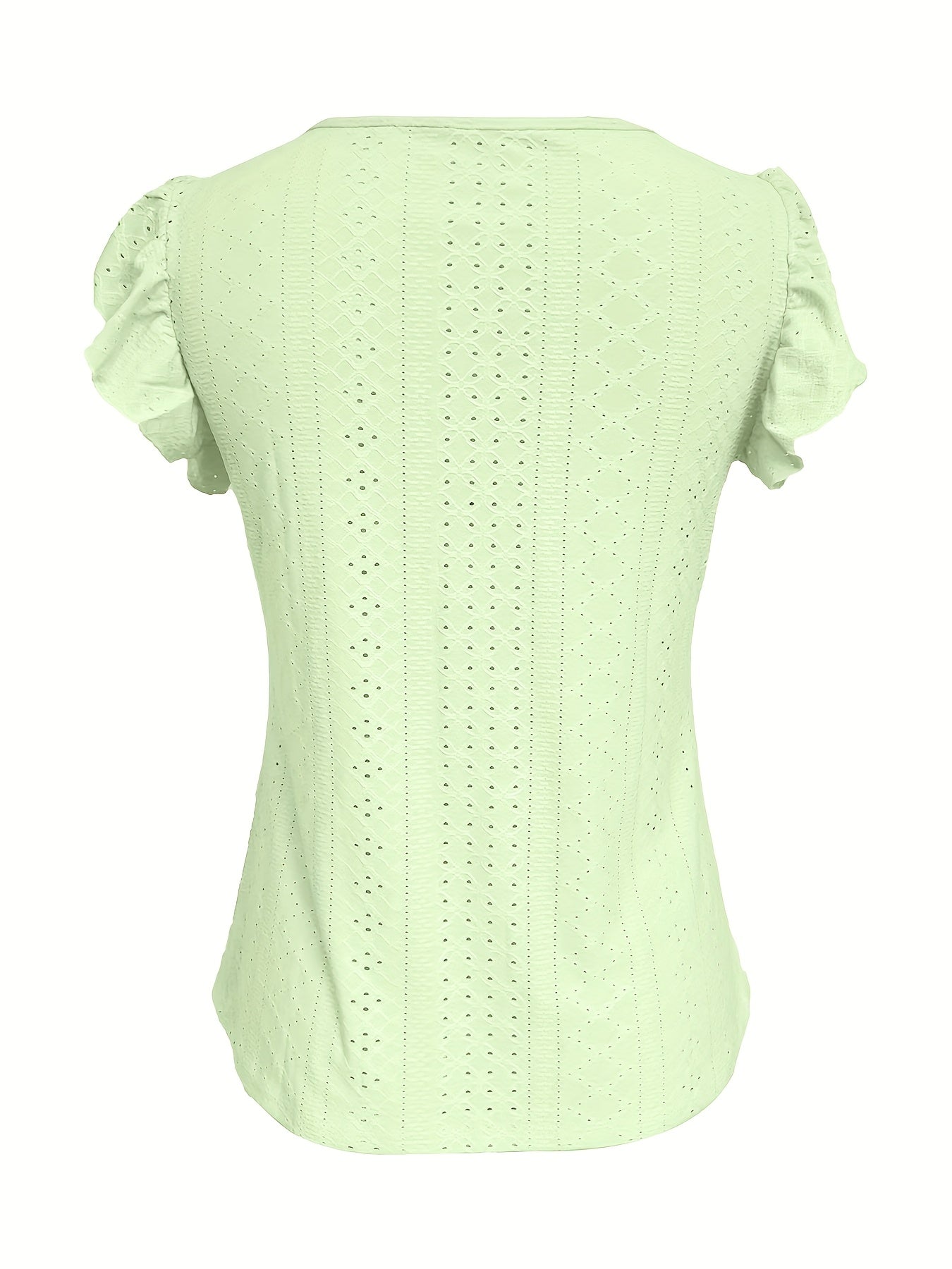 Womens Casual Breathable Solid Colour Semi-Sheer Round Neck Short Sleeve T-Shirt Top