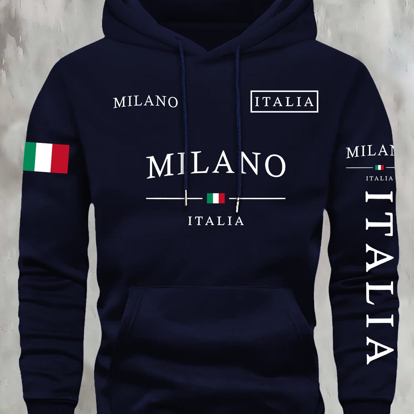 Mens Casual Retro Hooded Letter Print Sweatshirt