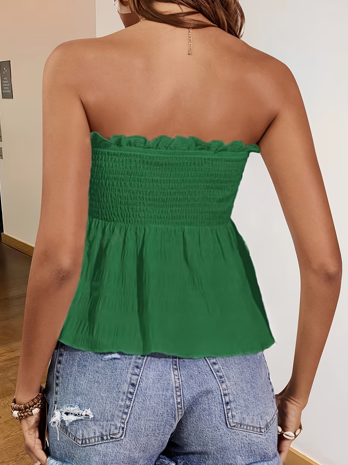 Womens Elegant Off-Shoulder Ruffle Tube Top