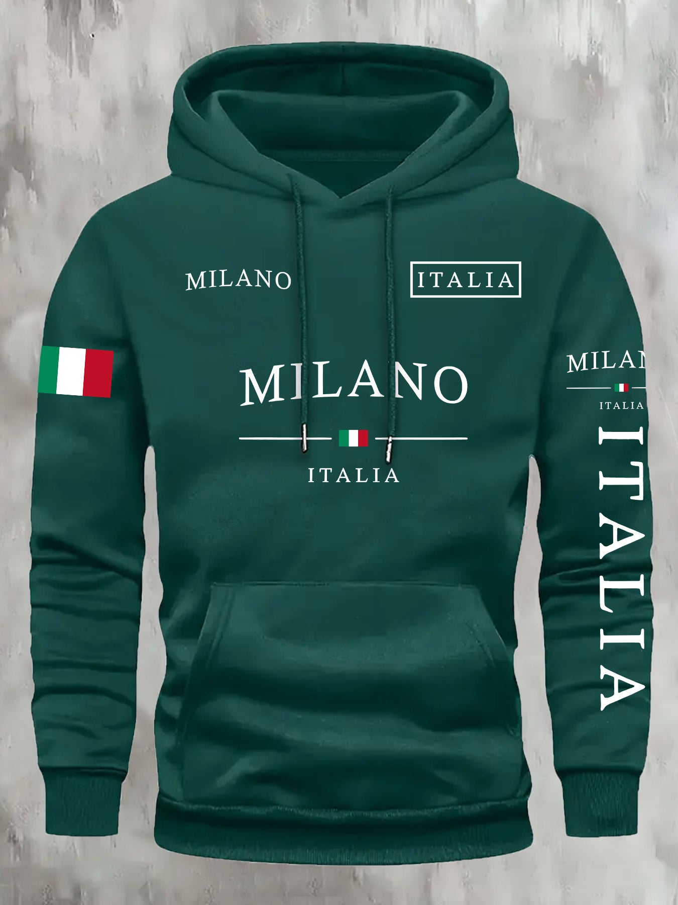 Mens Casual Retro Hooded Letter Print Sweatshirt