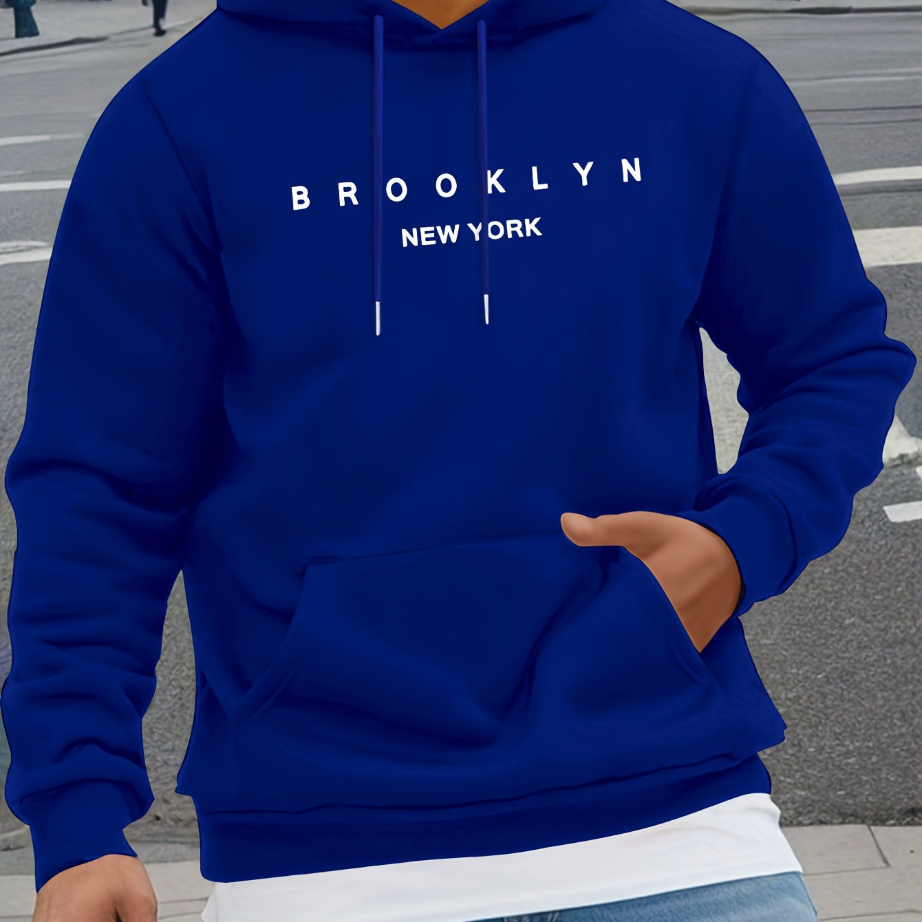 Mens Casual Comfy Classic Letter Print Drawstring Long Sleeve Sweatshirt Hoodie