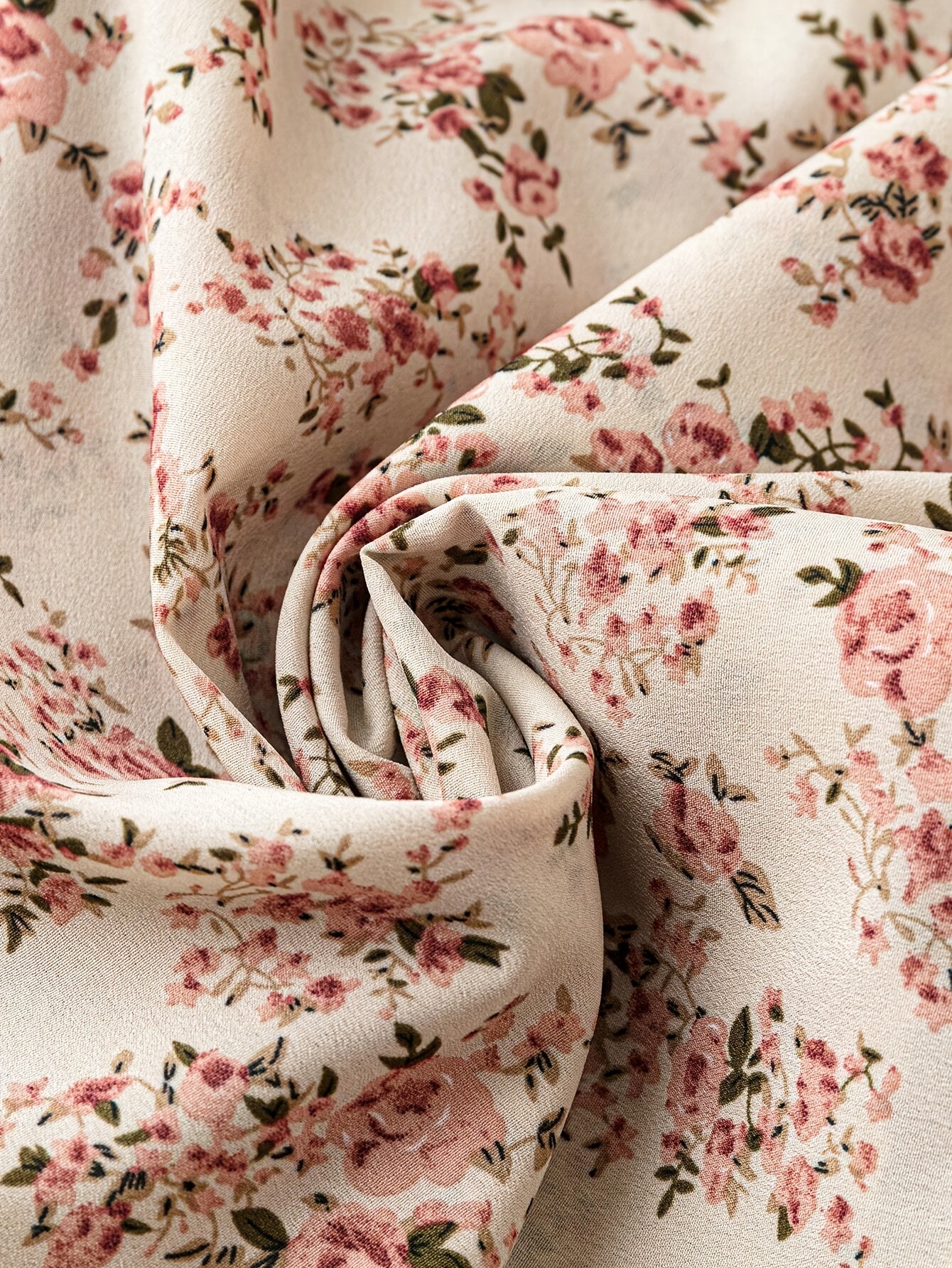 Womens Elegant Floral Print Long Sleeve Ruffle Trim Mock Neck Cold Shoulder Top