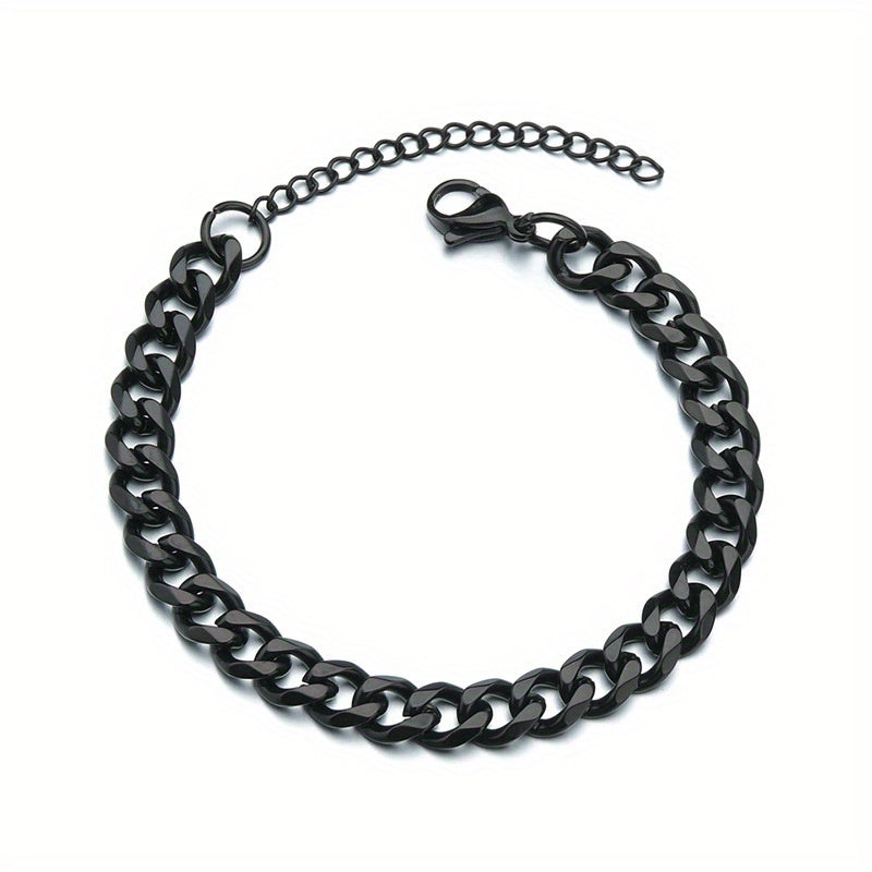 Mens Hip Hop Stainless Steel Cuban Chain Bracelet