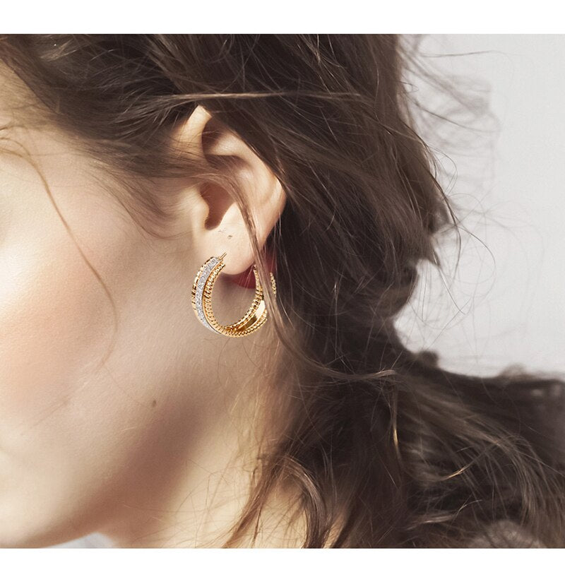 Gold color Small Hoop Earrings for women round 25mm