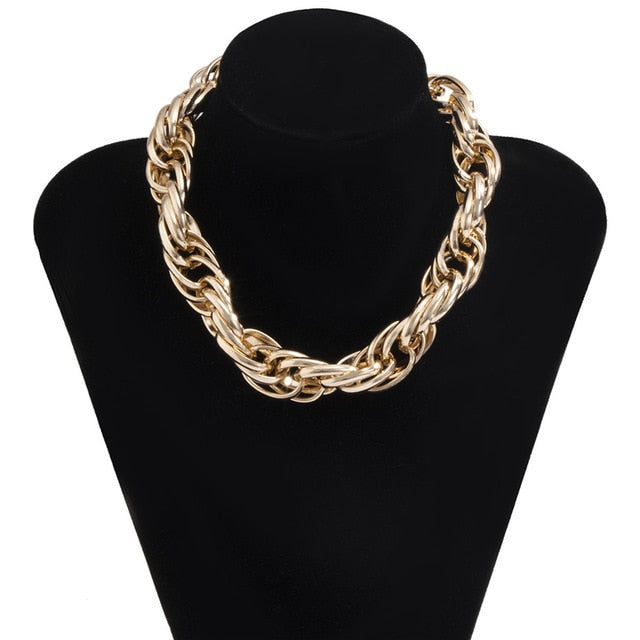 Womens Choker Collar Chunky Thick Chain Necklace