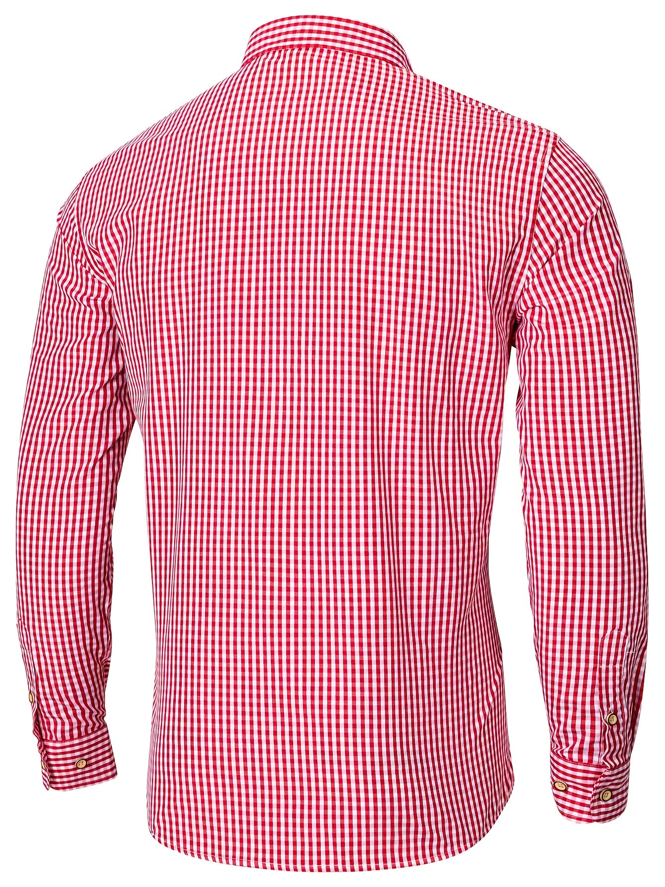Mens Stylish Gingham Check Casual Long Sleeve Breathable Button-Up Shirt