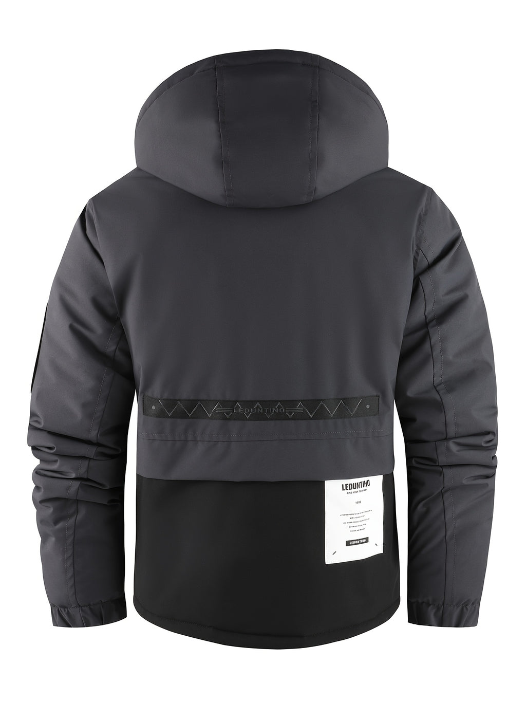 Mens Fleece-Lined Multiple Pockets Detachable Hood Outdoor Winter Jacket