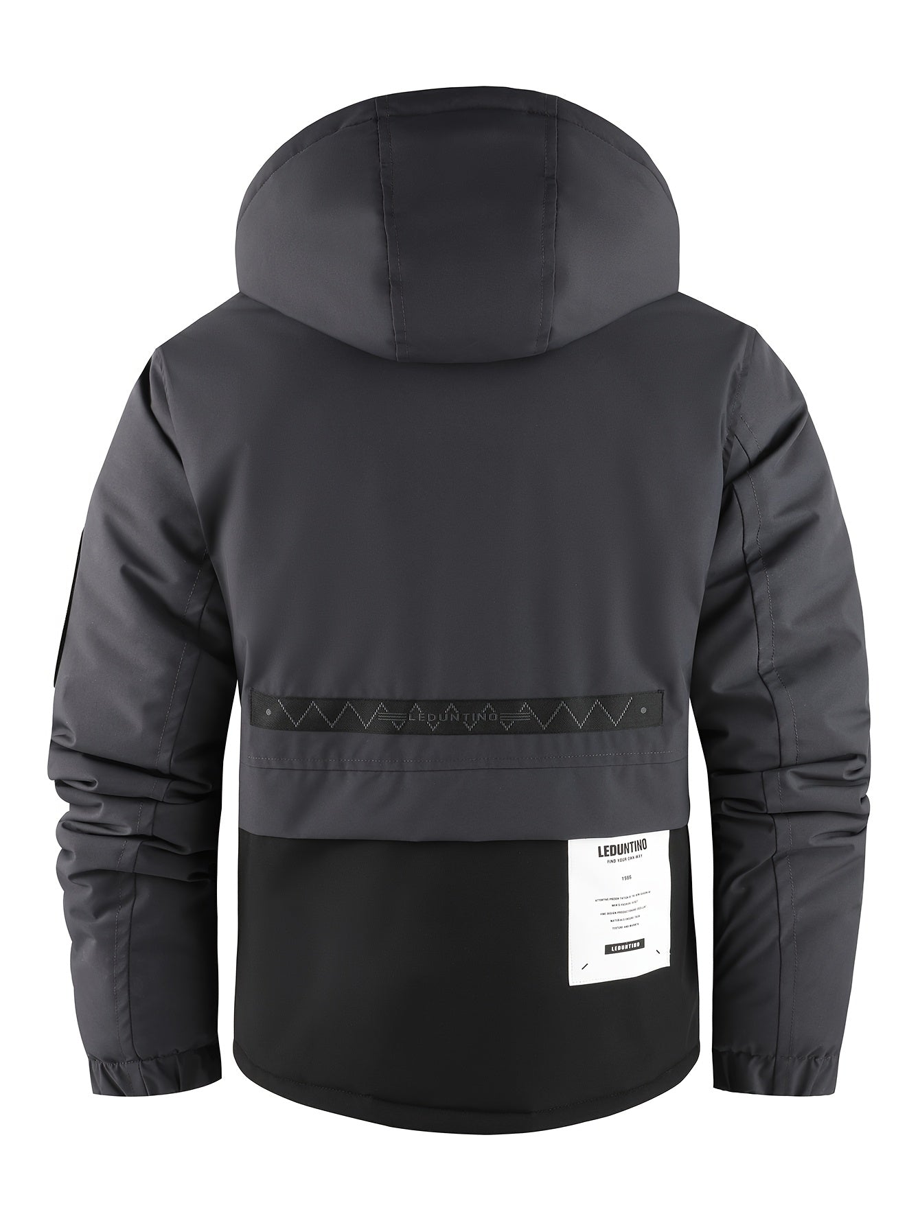 Mens Fleece-Lined Multiple Pockets Detachable Hood Outdoor Winter Jacket
