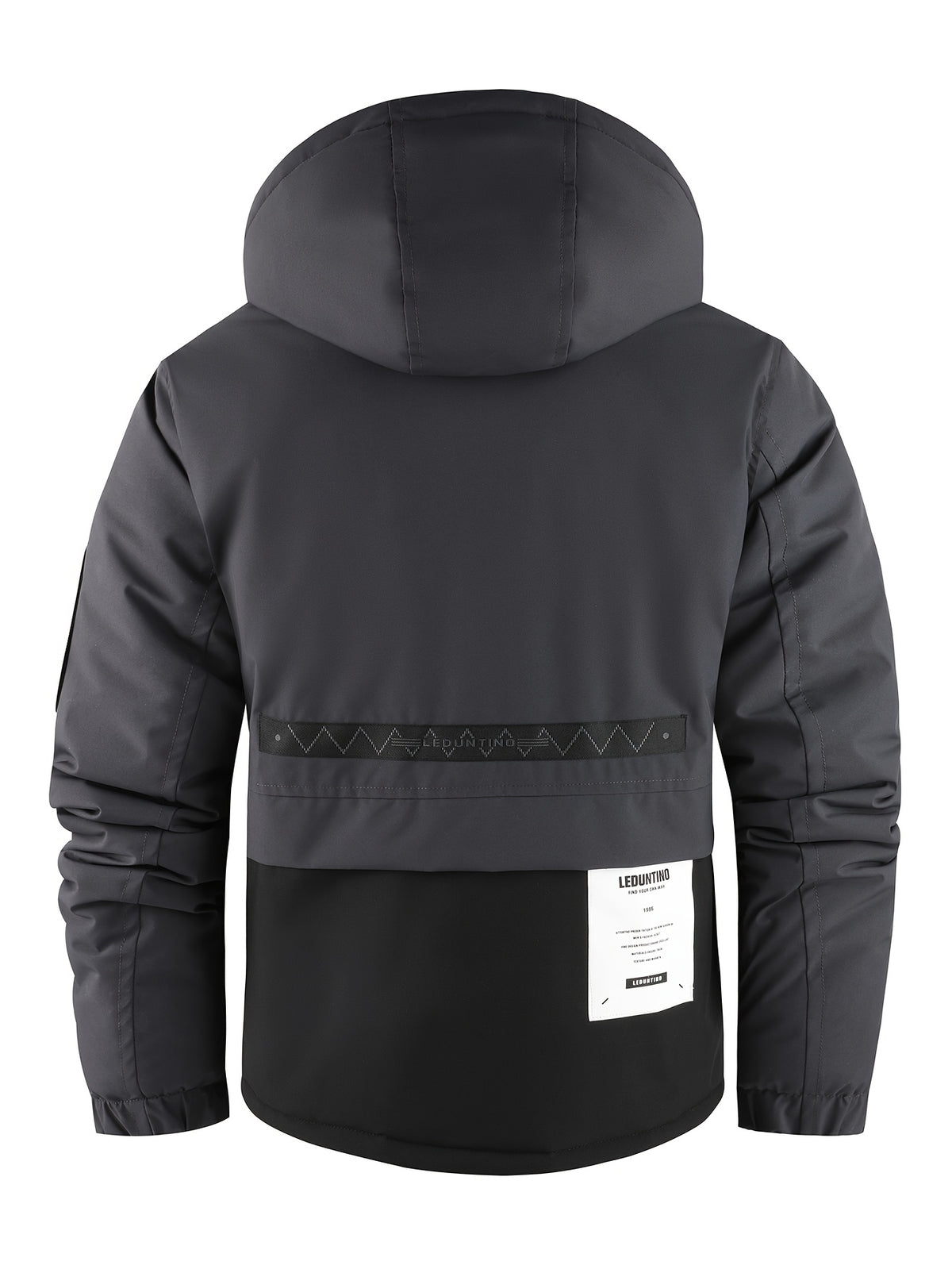 Mens Fleece-Lined Multiple Pockets Detachable Hood Outdoor Winter Jacket