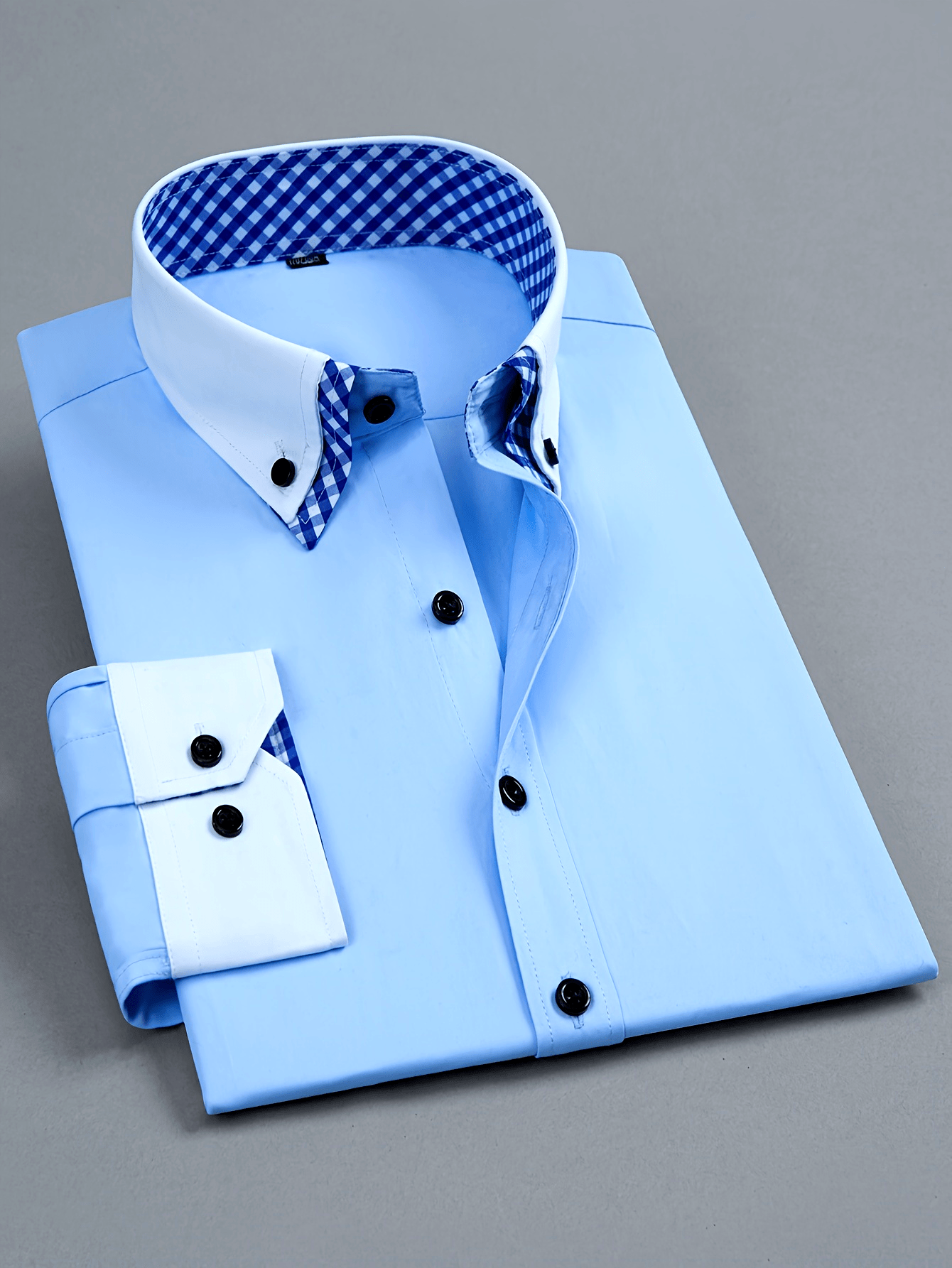 Mens Double-Layer Collar Long Sleeve Casual & Formal Style Contrast Shirt
