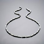 Mens Sleek White Gold Plated Geometric Design Chain Necklace