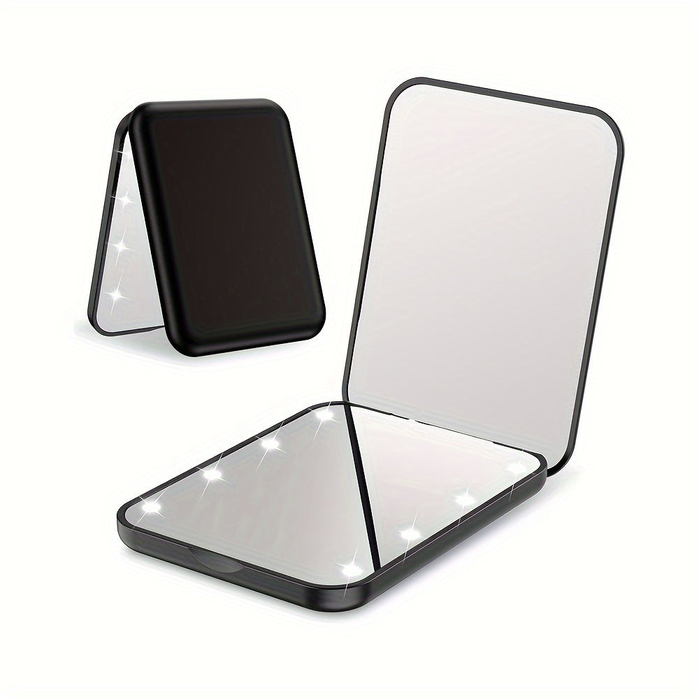 Double Sided Portable LED Pocket Compact Travel Makeup Mirror With Lights