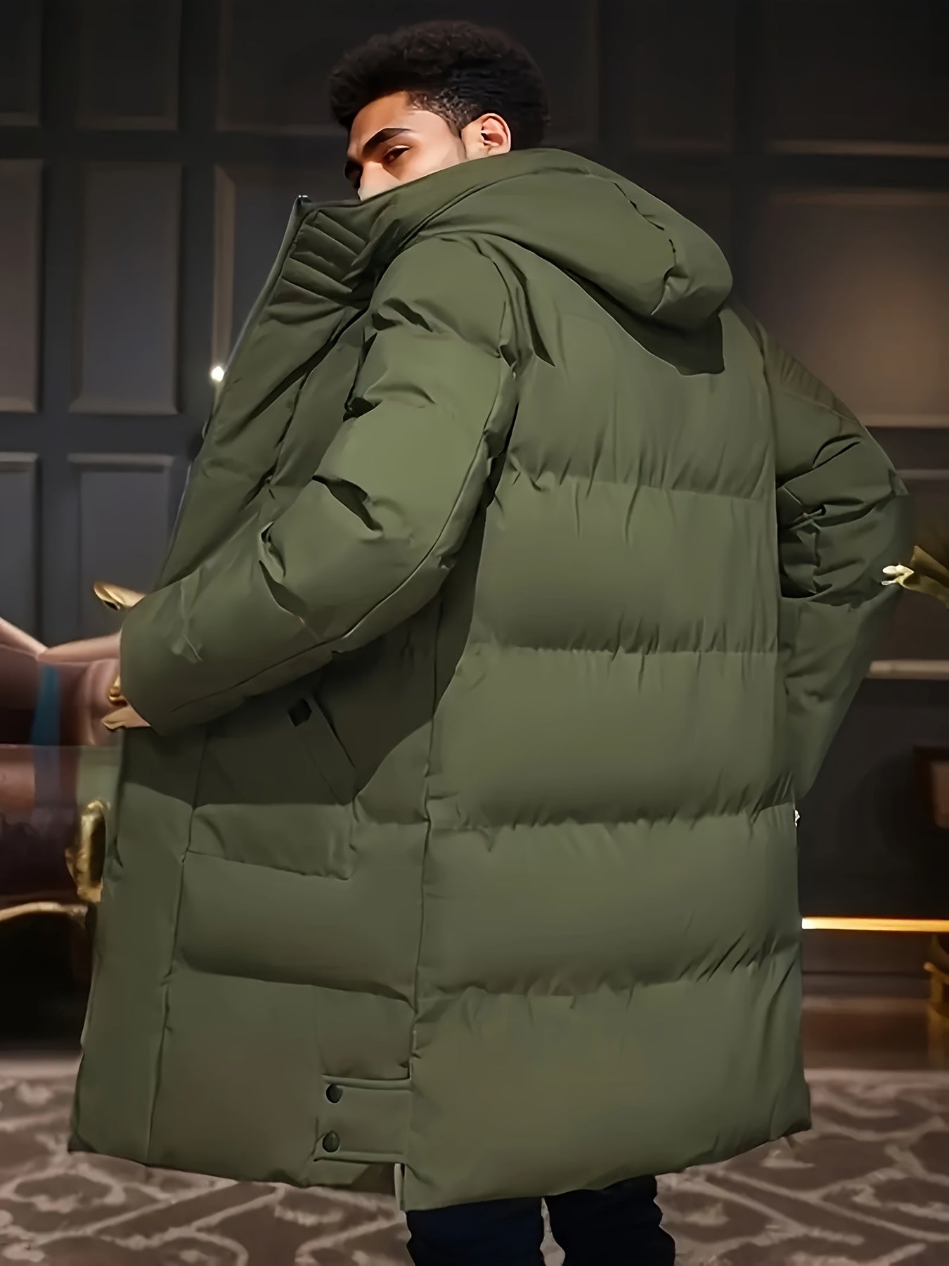 Mens Warm Winter Casual Hooded Soild Colour Outdoor Jacket