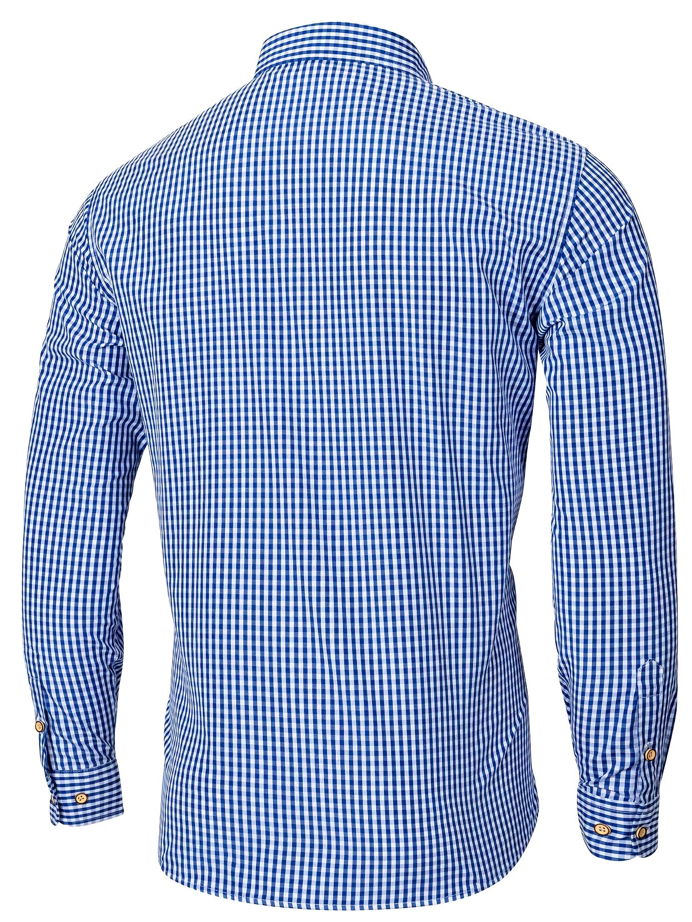Mens Stylish Gingham Check Casual Long Sleeve Breathable Button-Up Shirt