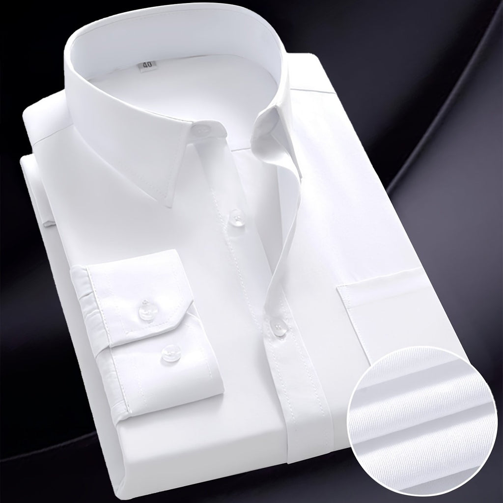 Mens Classic Business Formal Button-Up Long Sleeve Dress Shirt