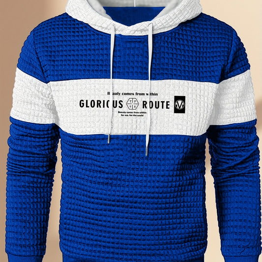 Mens Athletic Casual Long Sleeve Letter Print Hooded Sweatshirt