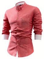 Mens Casual Button-Front Long Sleeve Classic Shirt