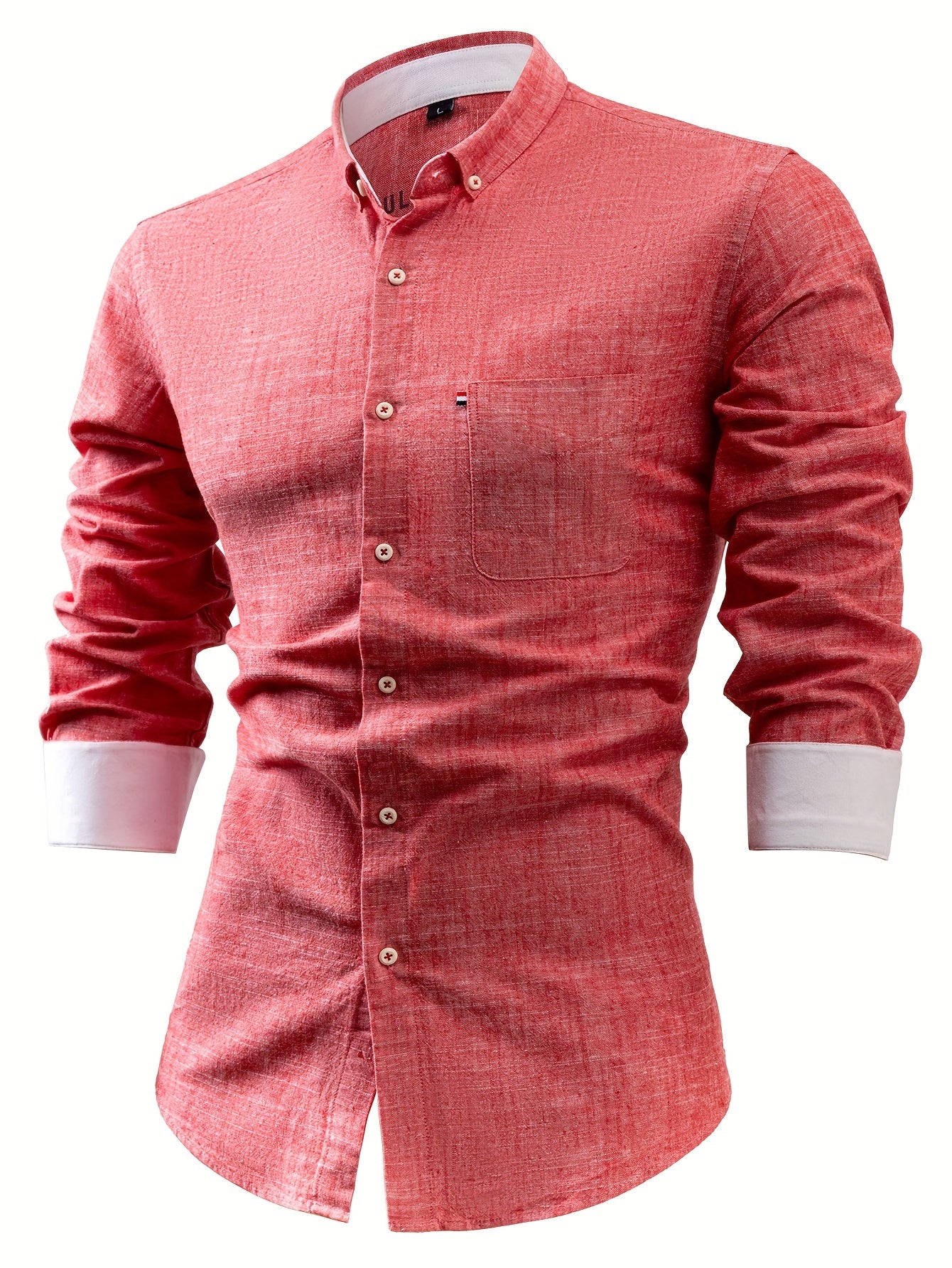 Mens Casual Button-Front Long Sleeve Classic Shirt