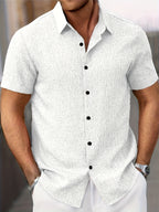 Mens Lightweight Breathable Linen-Blend Short Sleeve Shirt