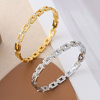 Womens 18K Gold Plated Elegant Rhinestone Studded Infinity Bangle Bracelet