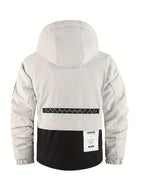 Mens Fleece-Lined Multiple Pockets Detachable Hood Outdoor Winter Jacket