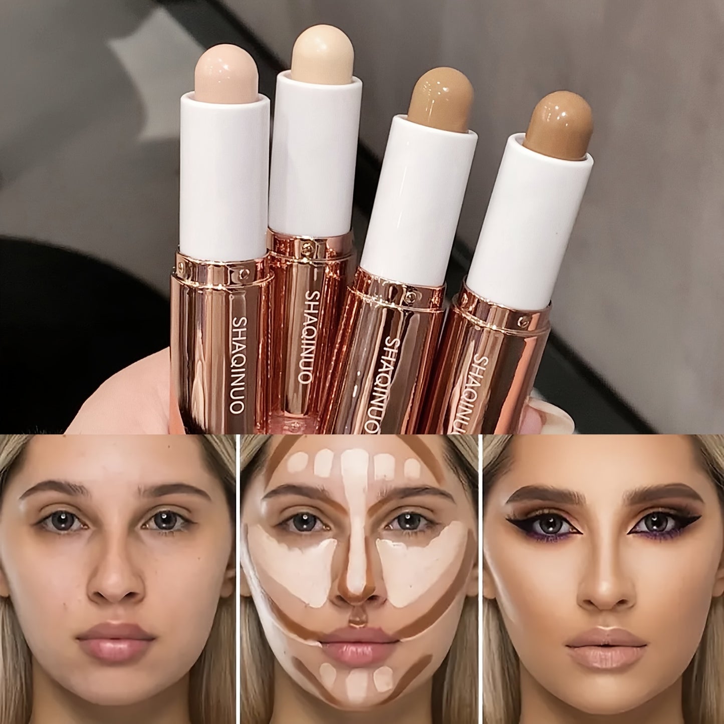 Waterproof Long Lasting Dual-Ended Highlighter And Contour Stick for Defined Facial Contours