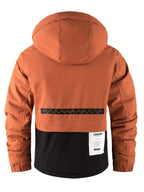 Mens Fleece-Lined Multiple Pockets Detachable Hood Outdoor Winter Jacket
