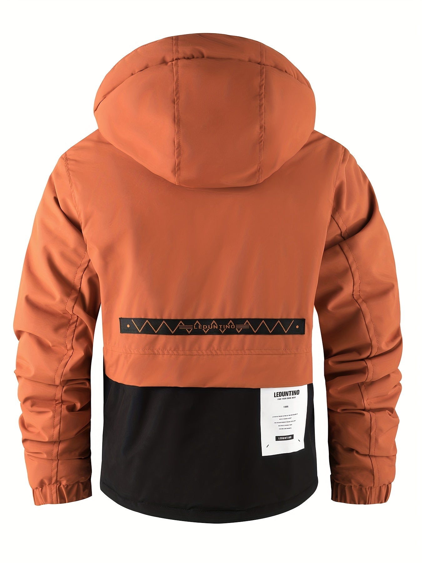 Mens Fleece-Lined Multiple Pockets Detachable Hood Outdoor Winter Jacket