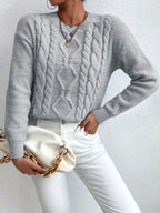 Womens Casual Chunky Drop Shoulder High Elasticity Round Neck Pullover Jumper