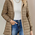 Womens Casual Medium Length Hooded Puffer Jacket