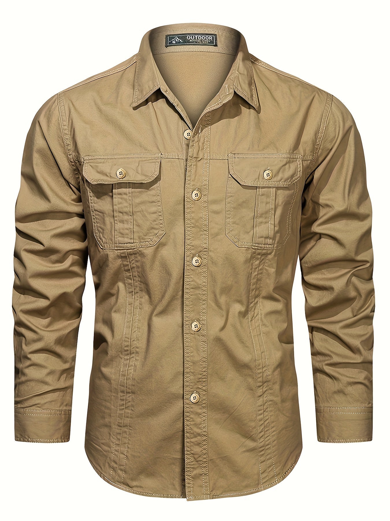 Mens Casual Heavyweight Long Sleeve Button-Up Classic Collar Shirt