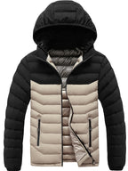 Mens Casual Colour Block Zip-Up Long Sleeve Puffer Jacket