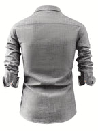 Mens Casual Button-Front Long Sleeve Classic Shirt