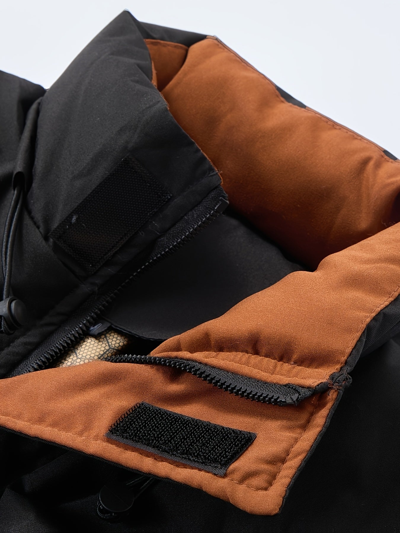 Mens Heavy-Duty Full-Zip Closure Stand Collar Windproof Loose-Fit Puffer Jacket