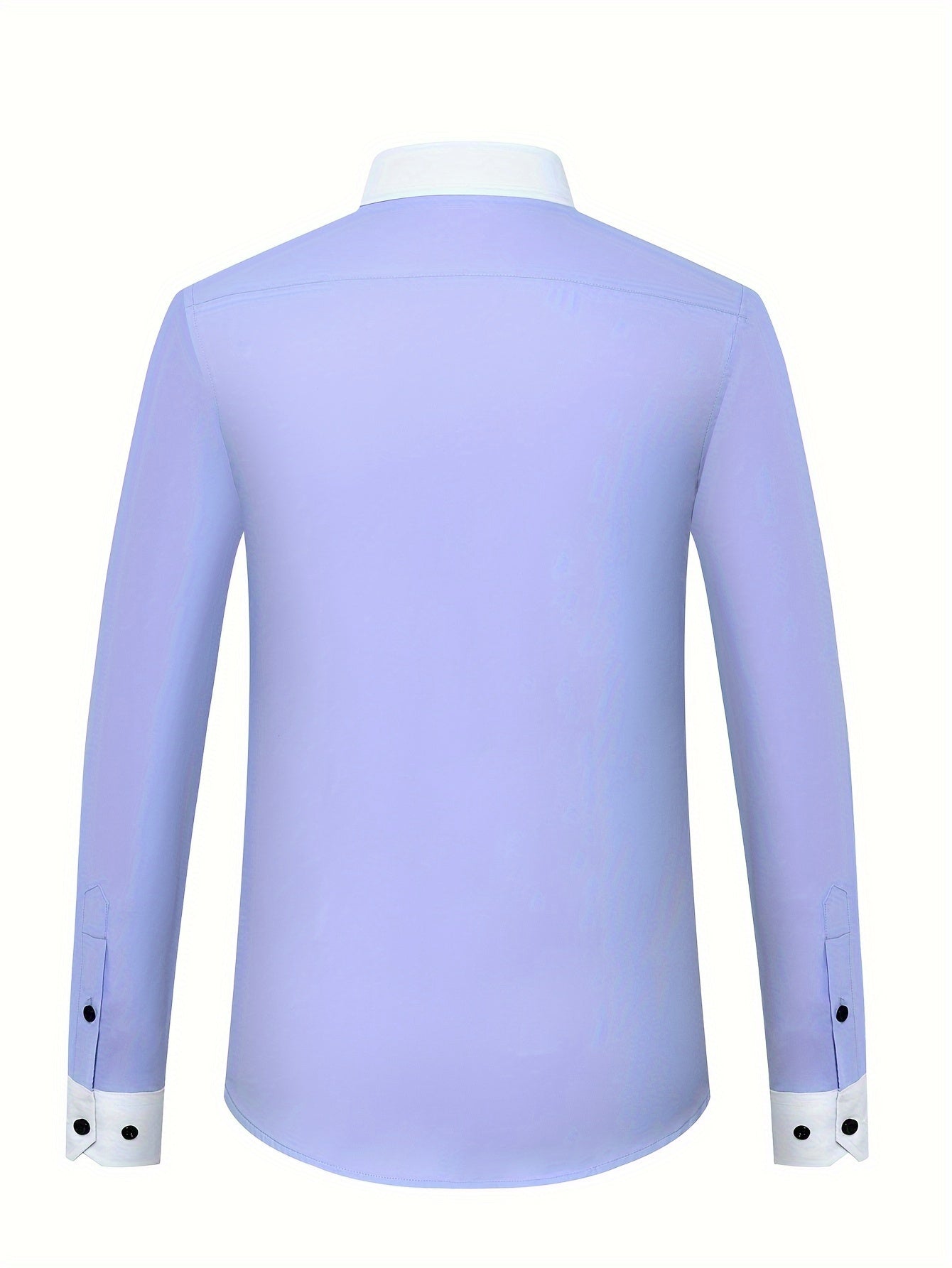 Mens Double-Layer Collar Long Sleeve Casual & Formal Style Contrast Shirt