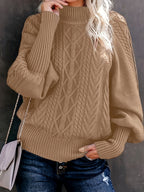 Womens Casual Knitted Long Sleeves High Collar Pullover Jumper