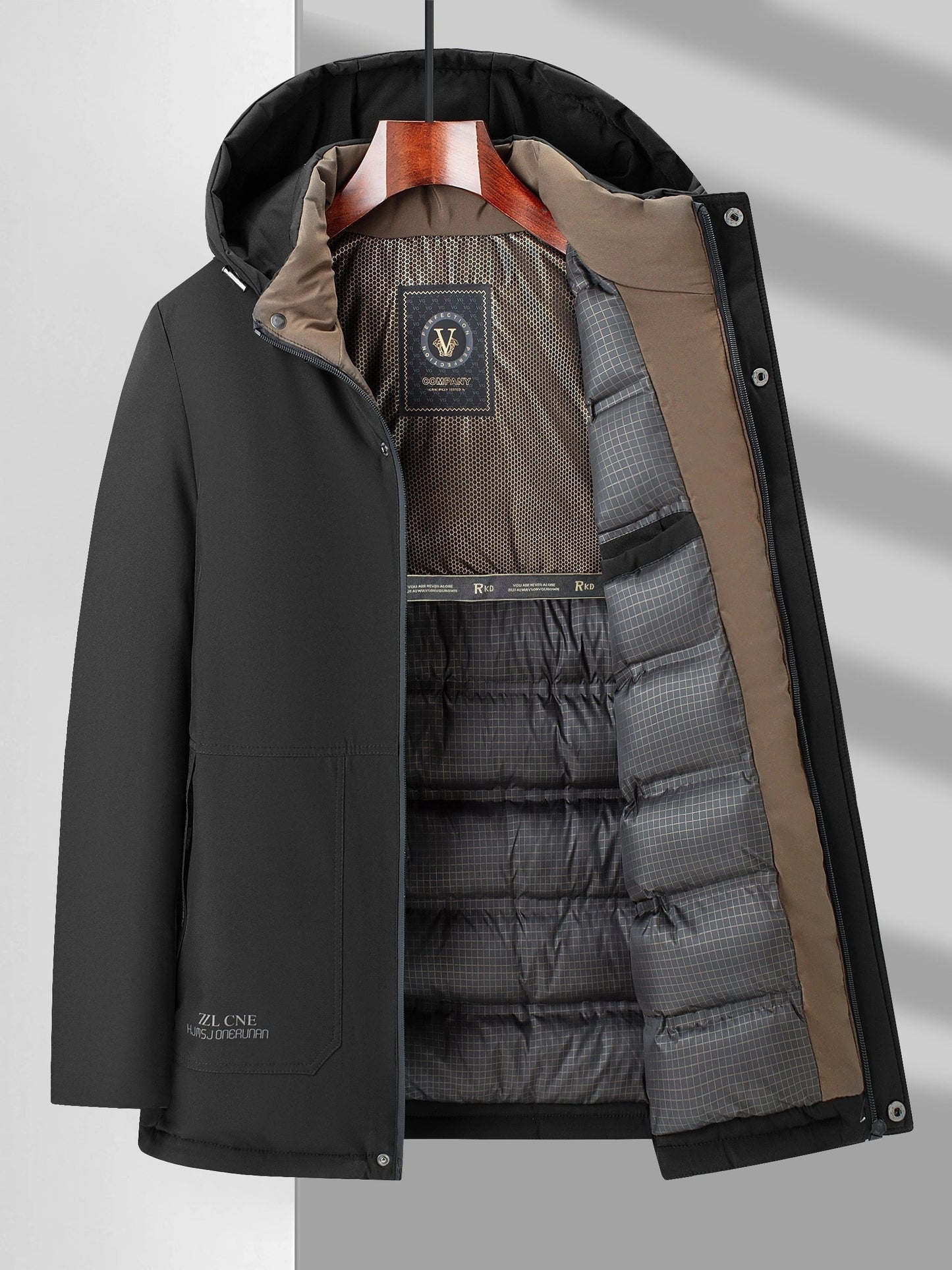 Mens Heavy-Duty Hooded Full-Zip Closure Thick Winter Jacket