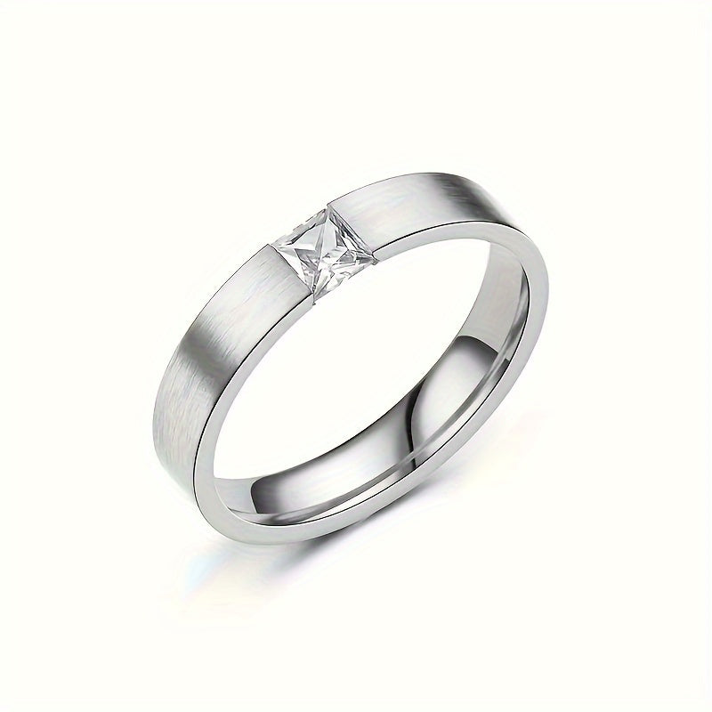 Mens 18K Gold Plated Stainless Steel With Rhinestone Classic Ring