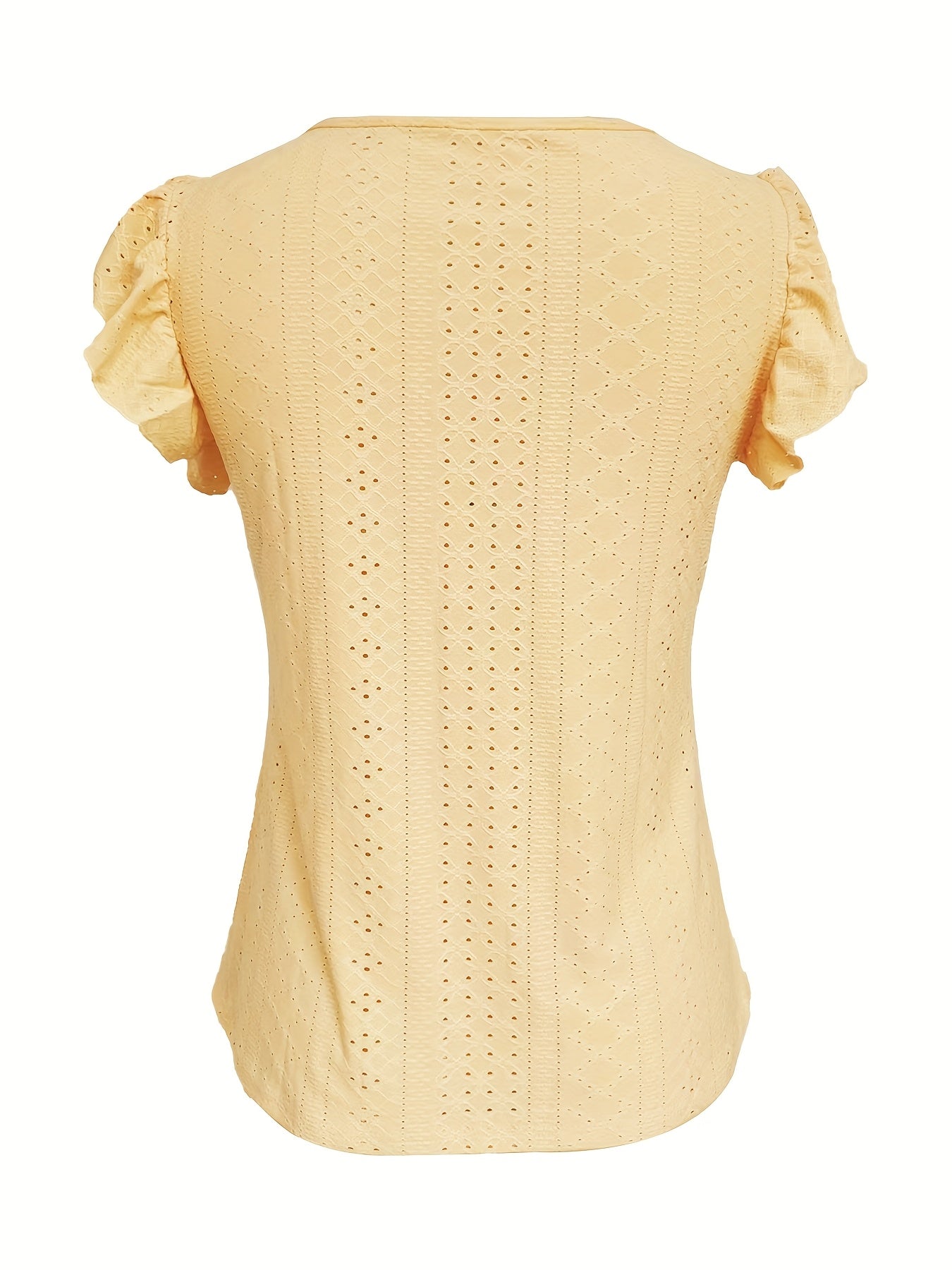 Womens Casual Breathable Solid Colour Semi-Sheer Round Neck Short Sleeve T-Shirt Top