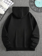 Mens Fleece-Lined Hooded Letter Print Oversized Casual Kangaroo Pocket Sweatshirt