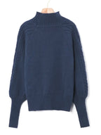 Womens Casual Knitted Long Sleeves High Collar Pullover Jumper