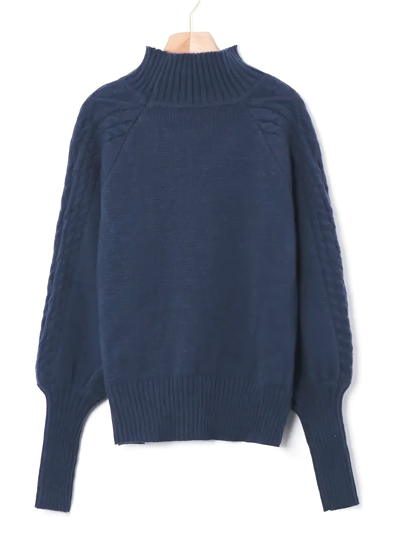 Womens Casual Knitted Long Sleeves High Collar Pullover Jumper