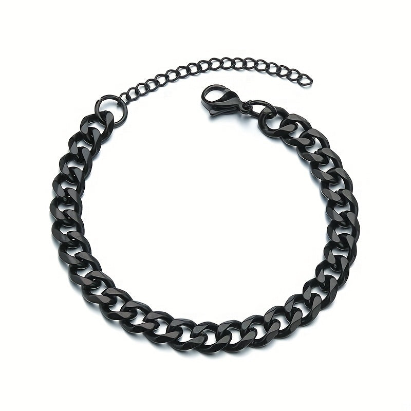 Mens Hip Hop Stainless Steel Cuban Chain Bracelet
