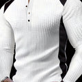 Mens Casual Long Sleeve Contrast Colour Waffle Knit Top